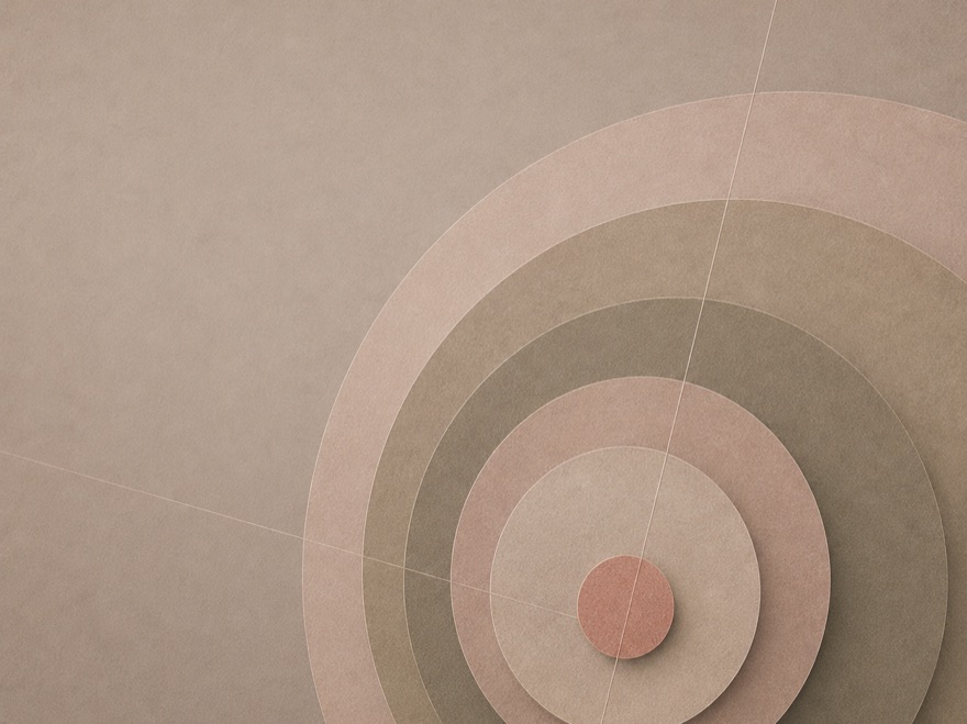 Concentric rings closing on a terracotta centre