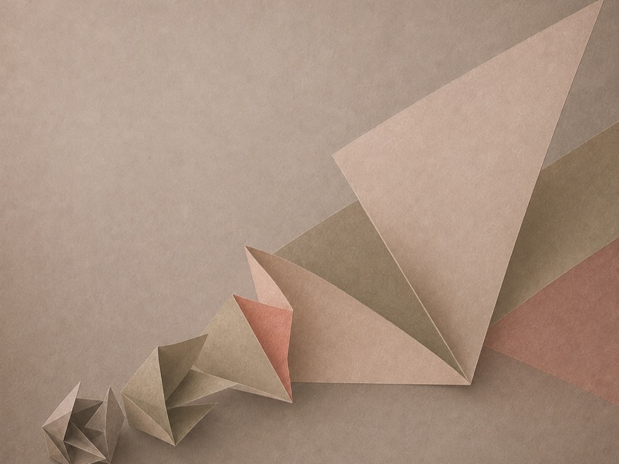 Folded forms growing from small to large